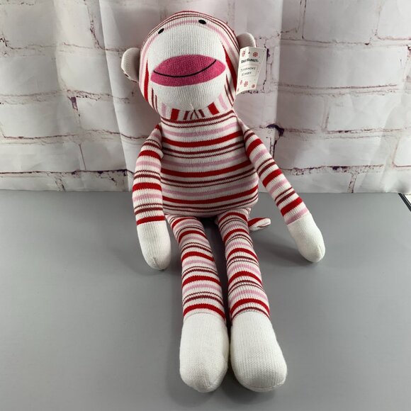 World Market Exclusive 22in Peppermint Striped Plush Stuffed Sock Monkey - Picture 5 of 5